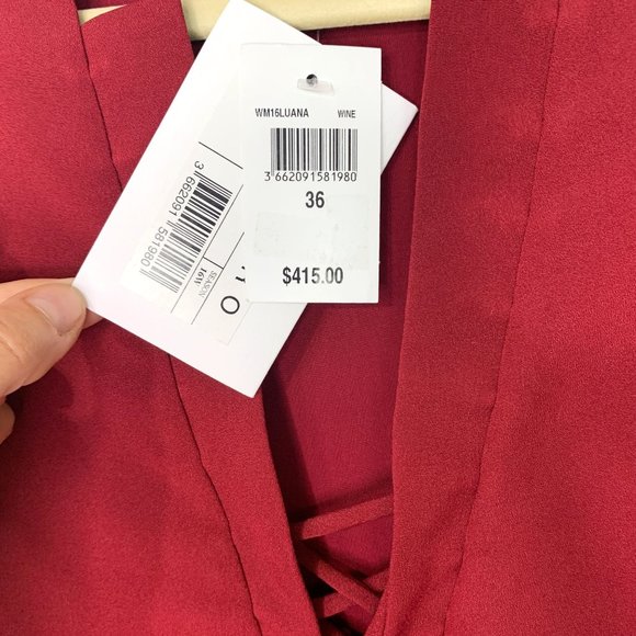 NWT IRO Luana Lace-front Crepe Top In Wine Sz M‎ - Picture 9 of 11